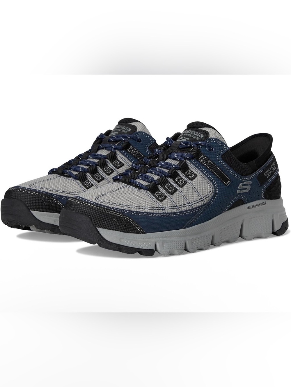 Skechers Slip In Sneaker Summits AT Hands Free MENS 9 WIDE Gray Navy Air Cooled